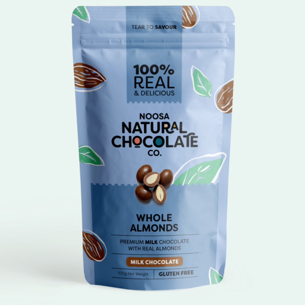 Noosa Natural Chocolate Co. Milk Chocolate Whole Almonds 100g