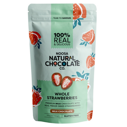 Noosa Natural Chocolate Co. Milk Chocolate Whole Strawberries 100g