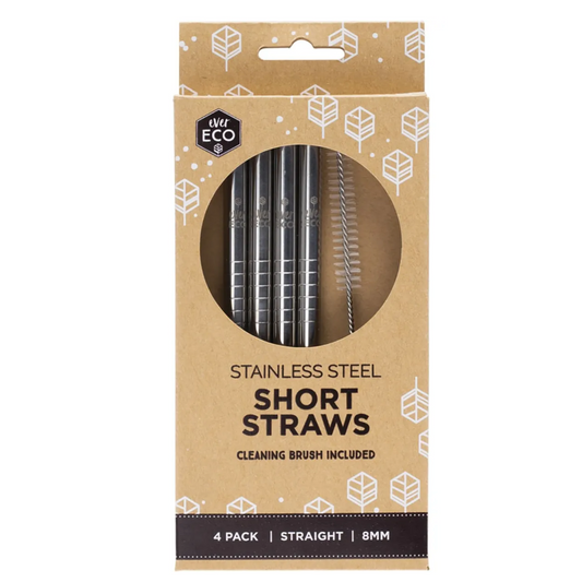 Ever Eco Stainless Steel Short Straws 4pk